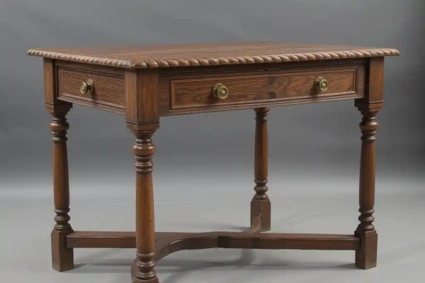 antique faux quarter sawn oak desk with square nuts